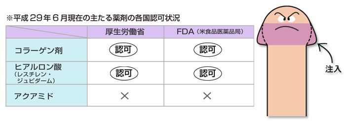 コラーゲン剤などの各国認可状況